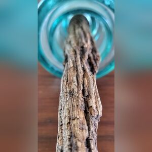Aqua Glass Insulator With Original Wood Mounting Still Attached